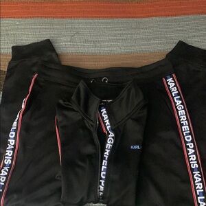 Karl Lagerfeld Black Tracksuit with Red and White Trim
